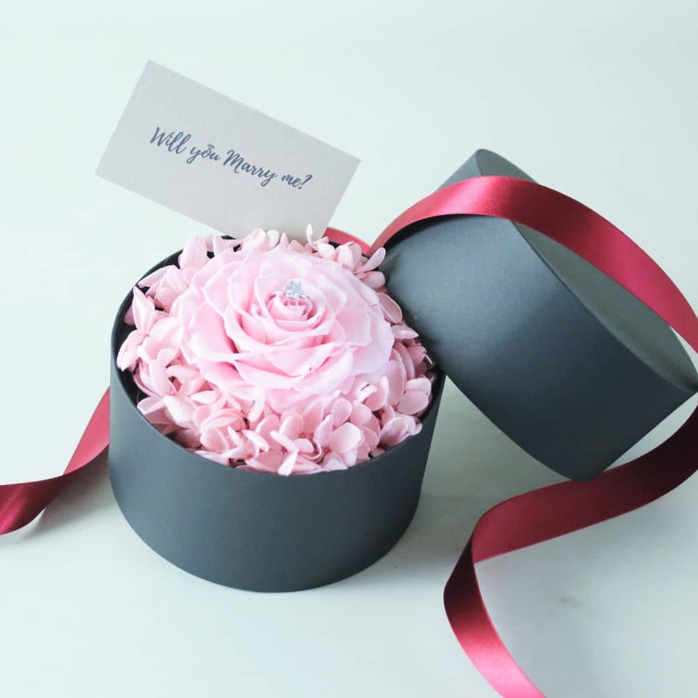 プリザーブドピンクバラのリングケース